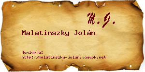 Malatinszky Jolán névjegykártya
