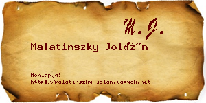 Malatinszky Jolán névjegykártya