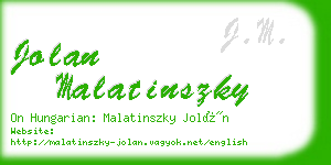 jolan malatinszky business card